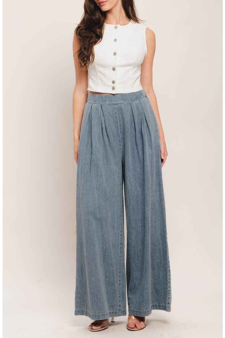 Pleated Wide Leg Pants, Alternate, color, LIGHT INDIGO