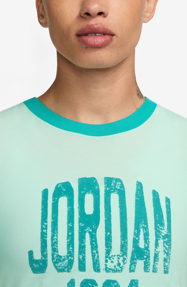 Jordan GFX Slim Fit Crop Graphic Ringer T-Shirt, Alternate, color, Igloo