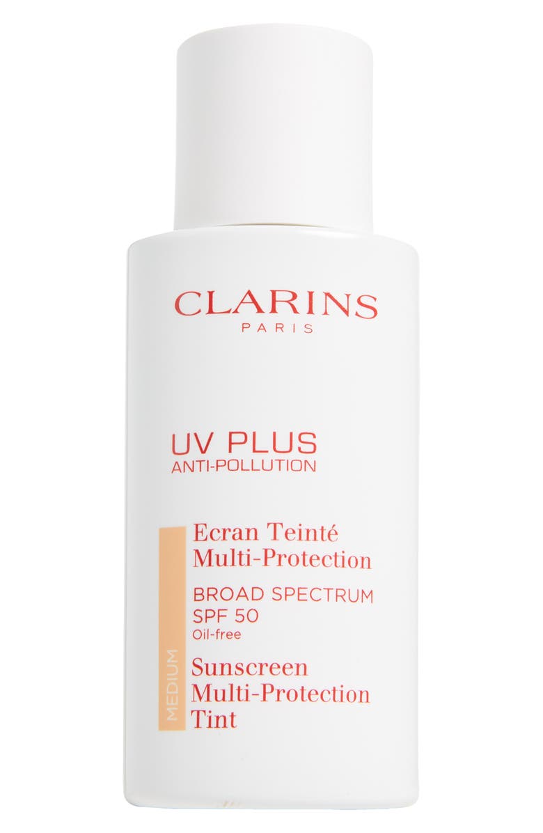 Clarins UV PLUS Anti-Pollution Broad Spectrum SPF 50 Tinted Sunscreen Multi-Protection, Main, color, Medium