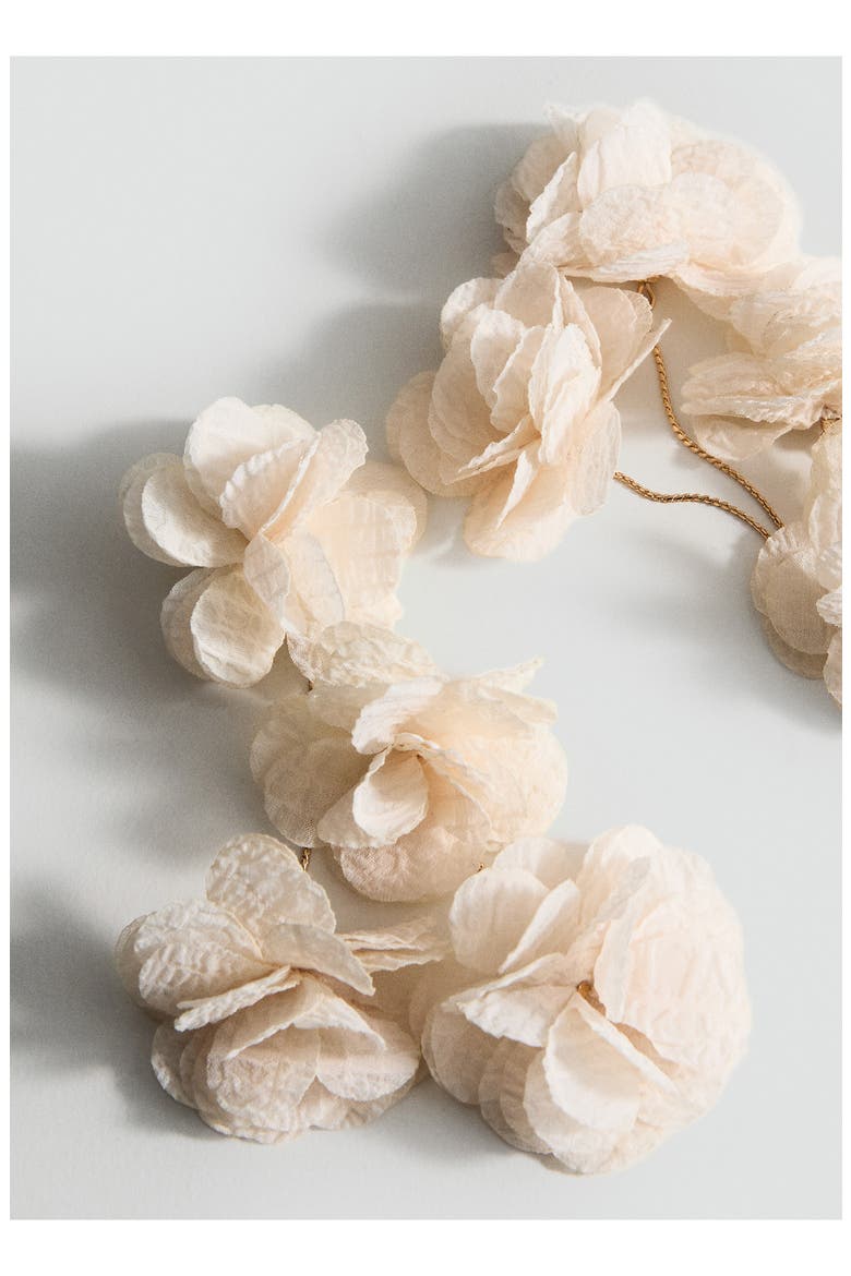 Textured Flower Drop Earrings, Alternate, color, BEIGE