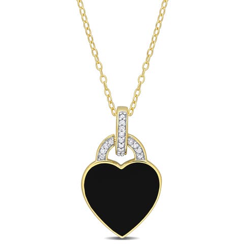 Diamond Heart Enamel Pendant Necklace