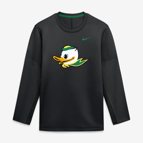 Men's Nike Black Oregon Ducks 2026 Sideline Coaches Therma-FIT Long Sleeve Top
