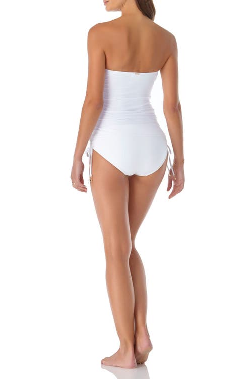 Anne Cole Twist-front Ruched One-piece Swimsuit In White