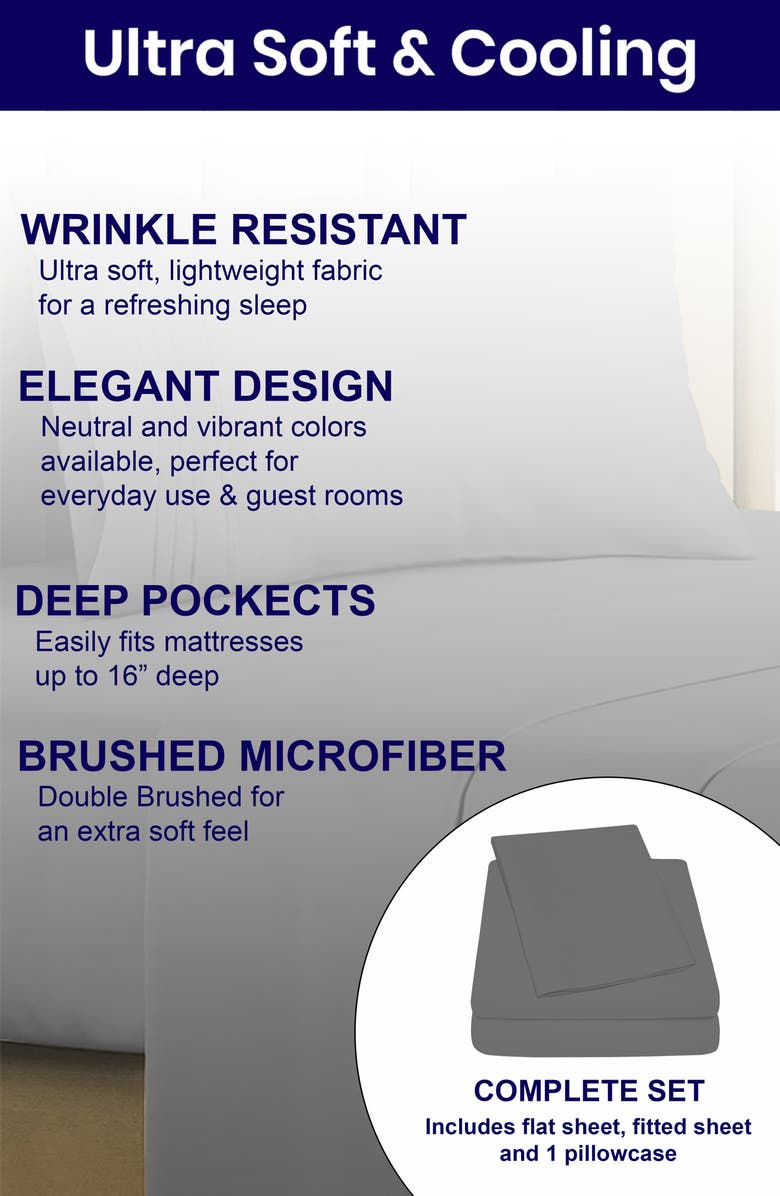 Luxury Home Deep Pocket Premium Bed Sheet Set, Alternate, color, Light Gray