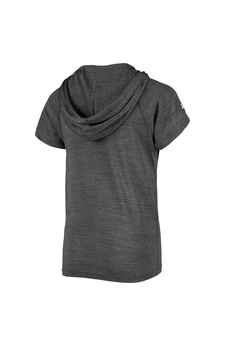 STITCHES Youth Stitches Heathered Black Chicago White Sox Raglan Short Sleeve Pullover Hoodie, Alternate, color, Heather Black