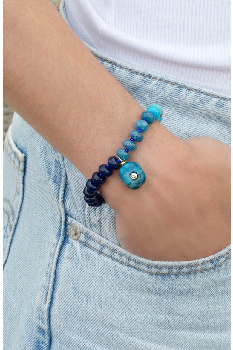 Beaded Charm Stretch Bracelet, Alternate, color, BLUE