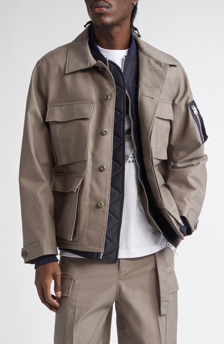 Sacai x WTAPS<sup>®</sup> Layered Chore Jacket, Main, color, Taupe