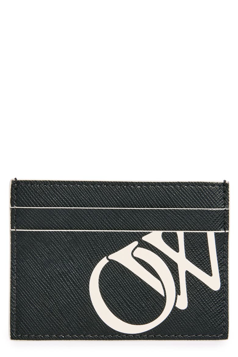 Monogram Logo Leather Card Case, Main, color, BLACK-WHITE