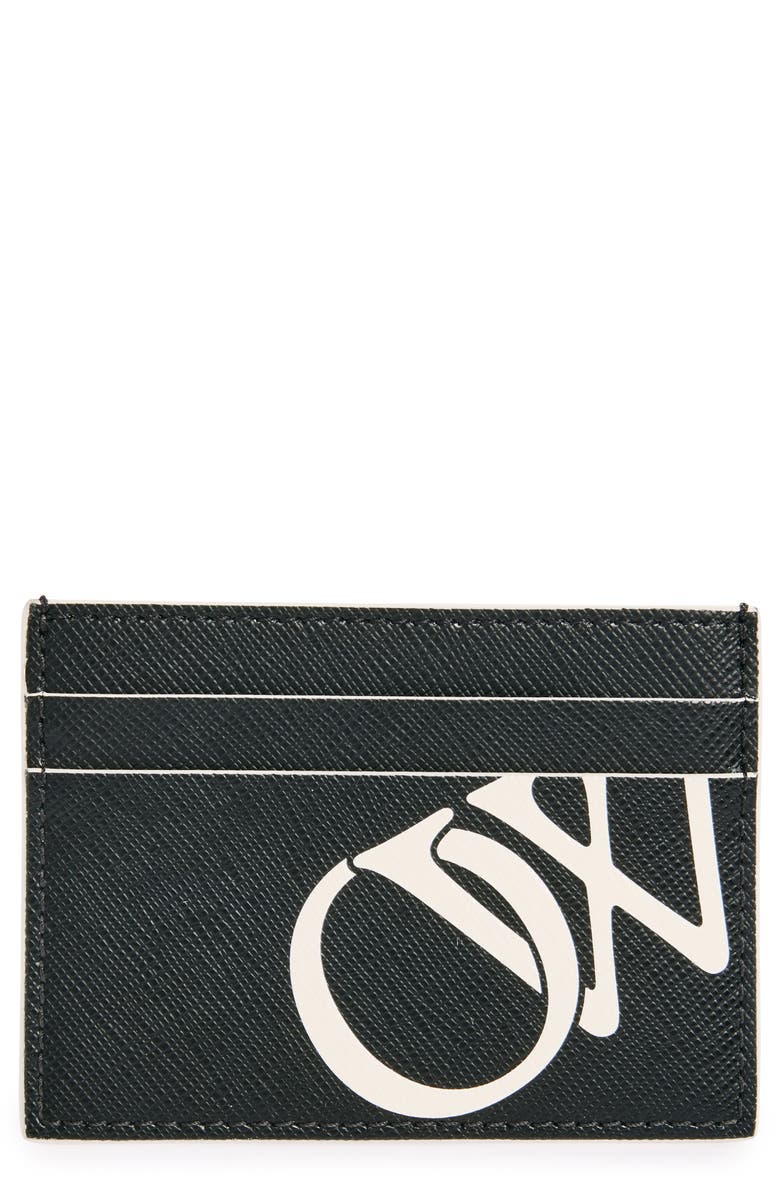 Off-White Monogram Logo Leather Card Case, Main, color, 
