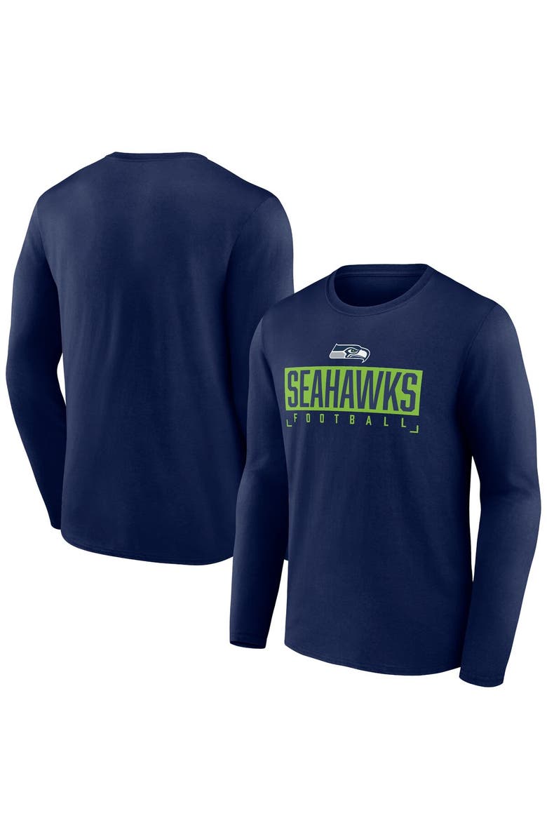 FANATICS Men's Fanatics Branded Navy Seattle Seahawks Big & Tall Wordmark Long Sleeve T-Shirt, Alternate, color, 