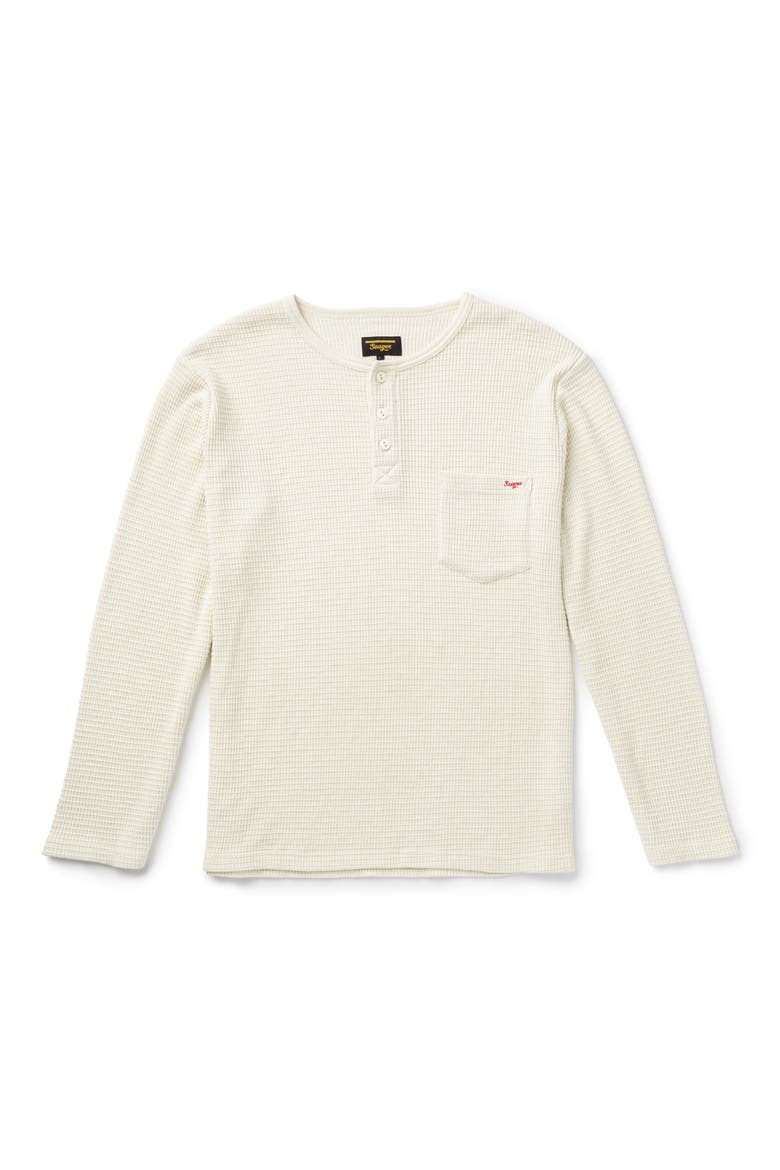 Sawpit Long Sleeve Cotton Thermal Henley, Main, color, VINTAGE WHITE