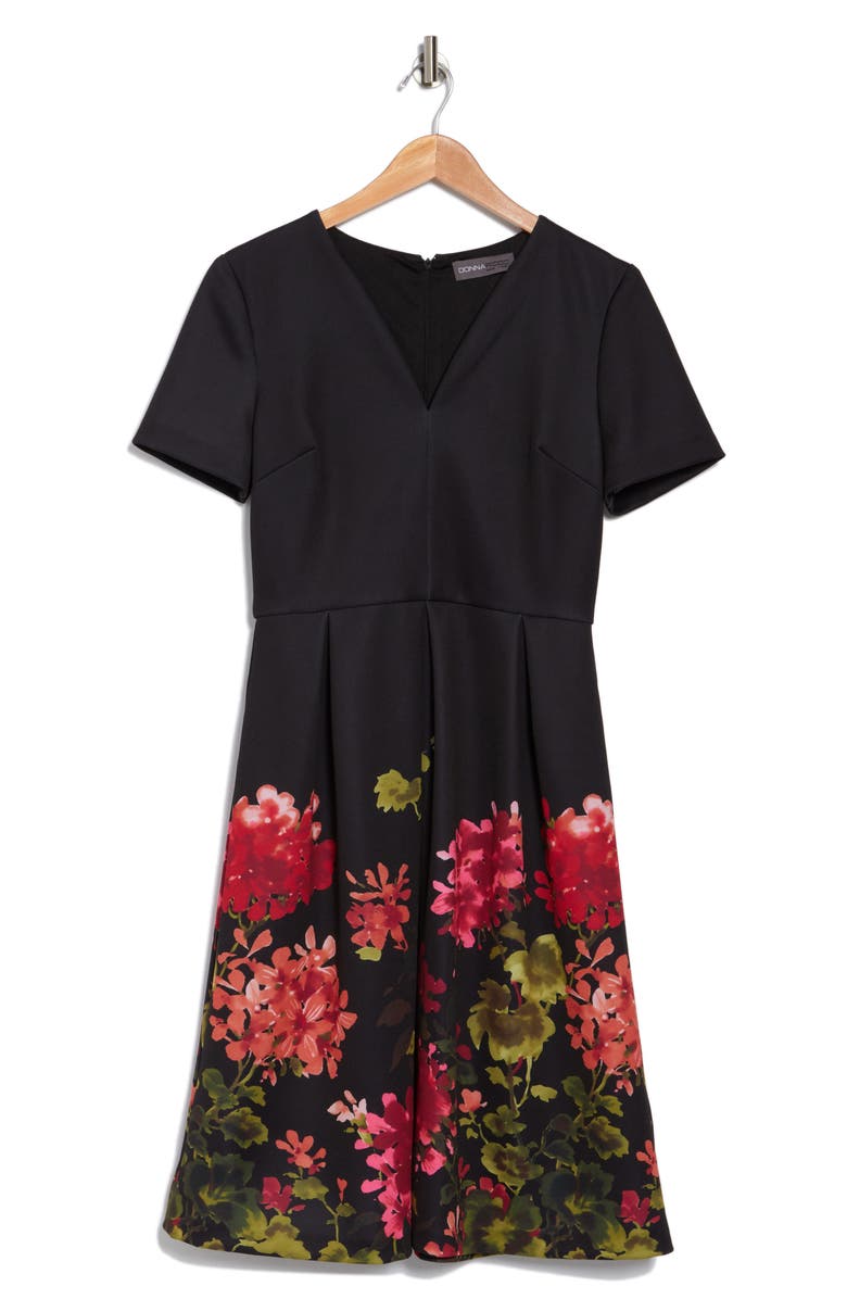Donna Ricco Floral A-Line Dress, Alternate, color, 