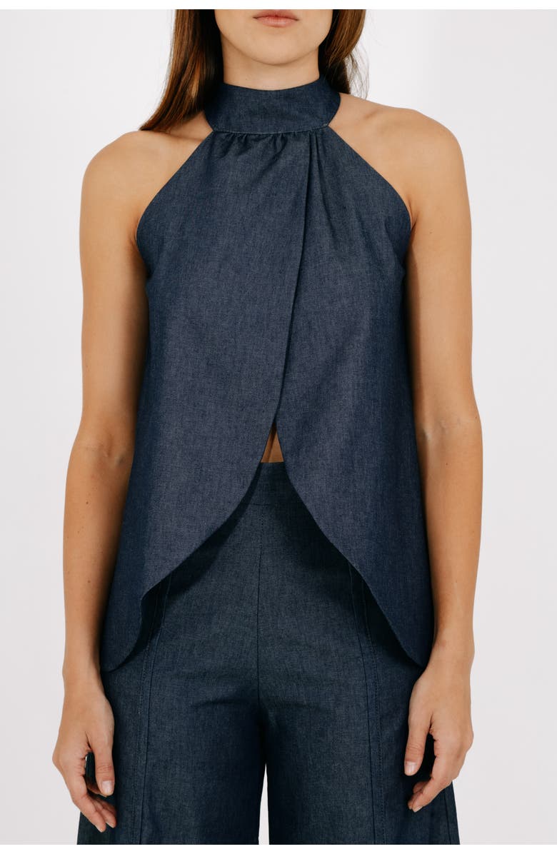 Valentina Gordon Flow Halter Top, Alternate, color, Dark Denim
