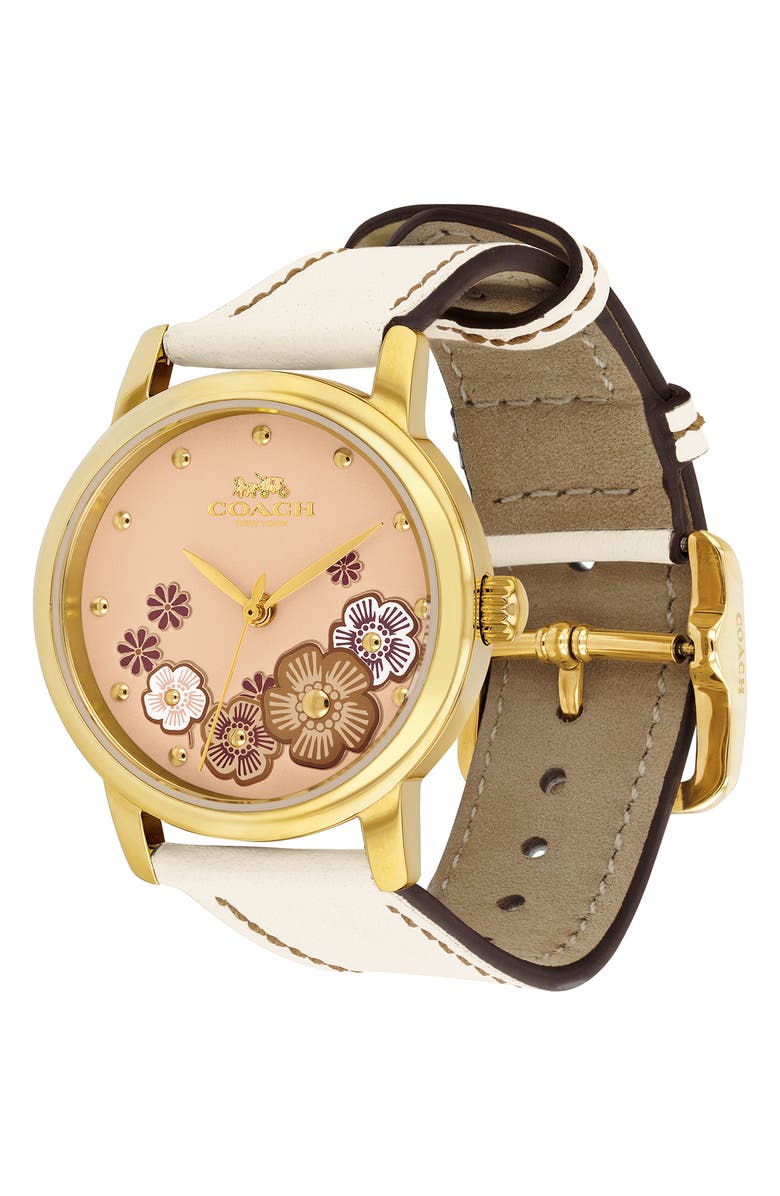 COACH Grand Leather Strap Watch, 36mm, Alternate, color, 