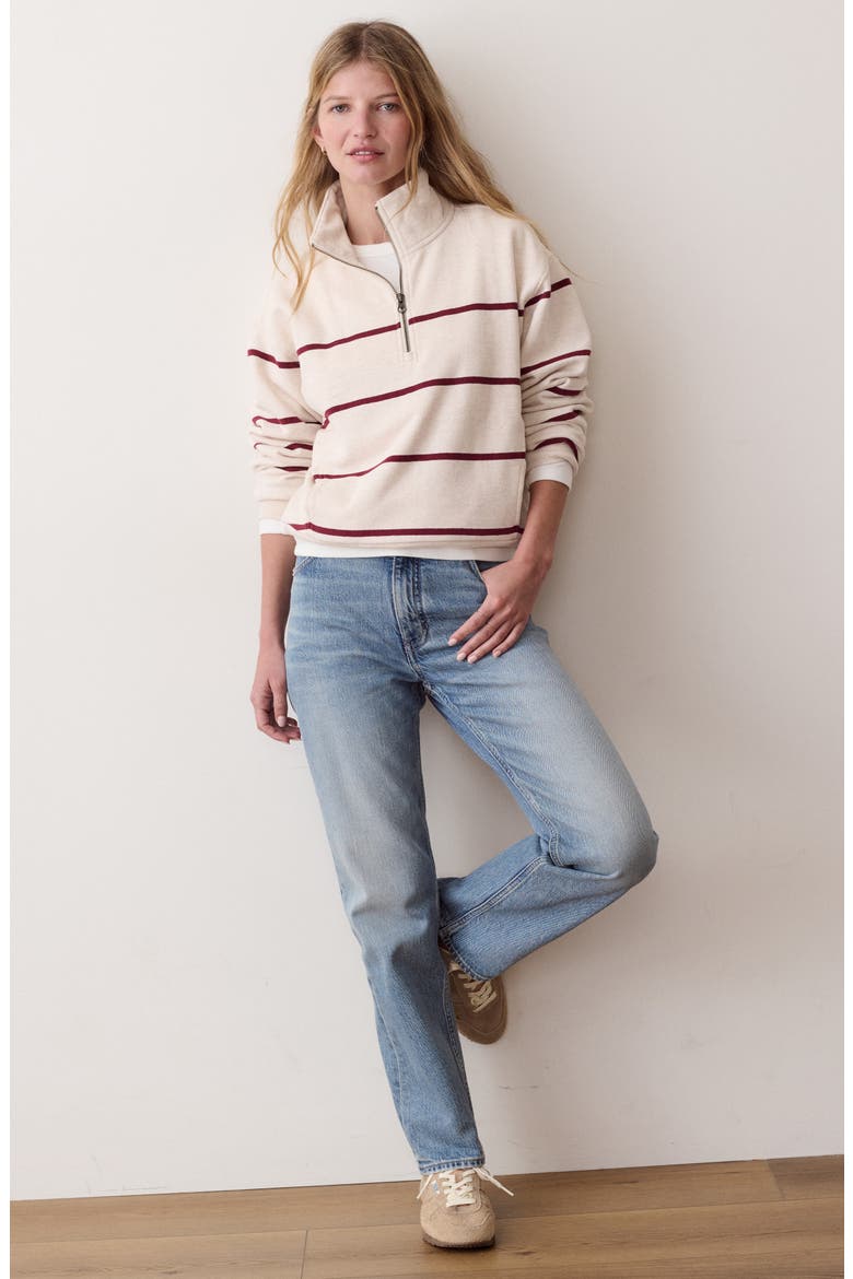 Cloud 9 Fleece Half Zip Pullover, Alternate, color, OATMEAL AND CABERNET
