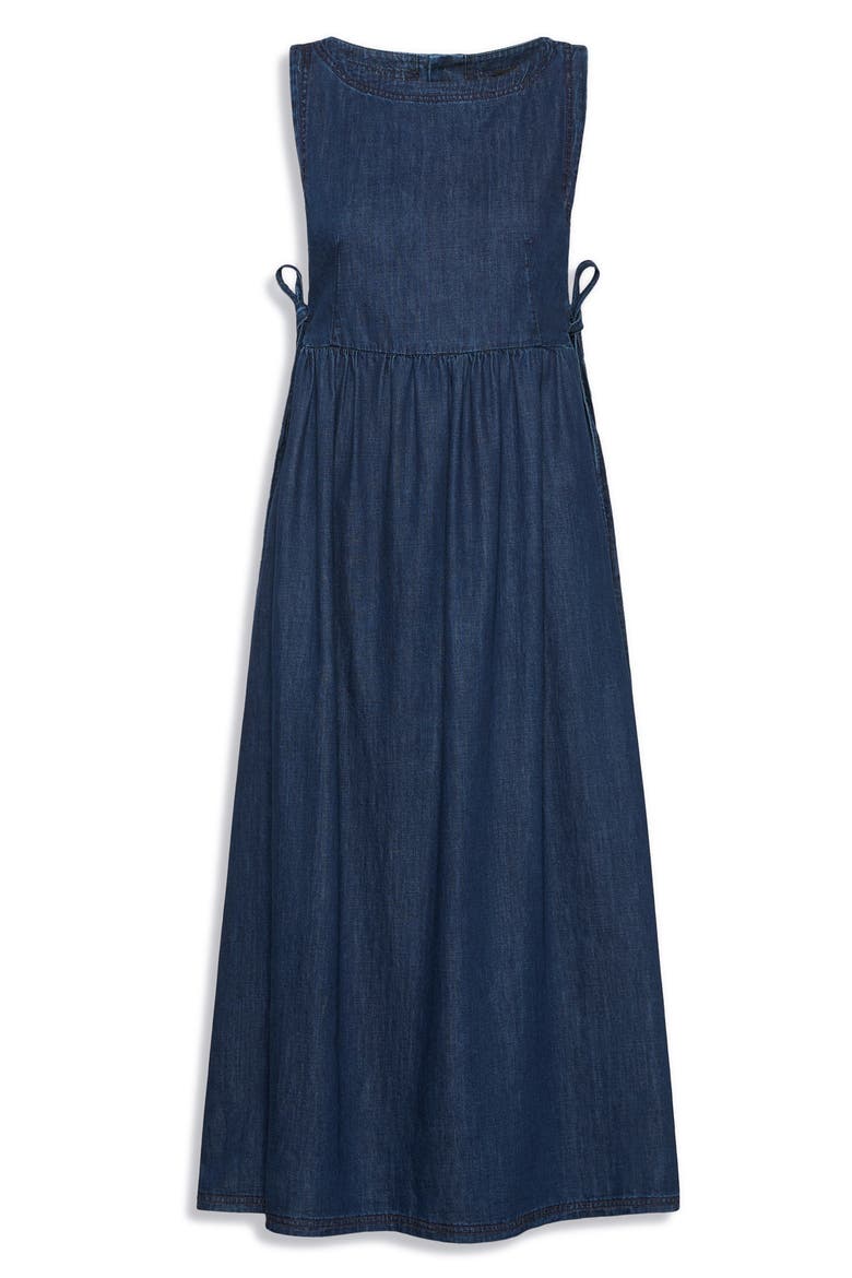 Sleeveless Cotton Denim Dress, Alternate, color, NAVY