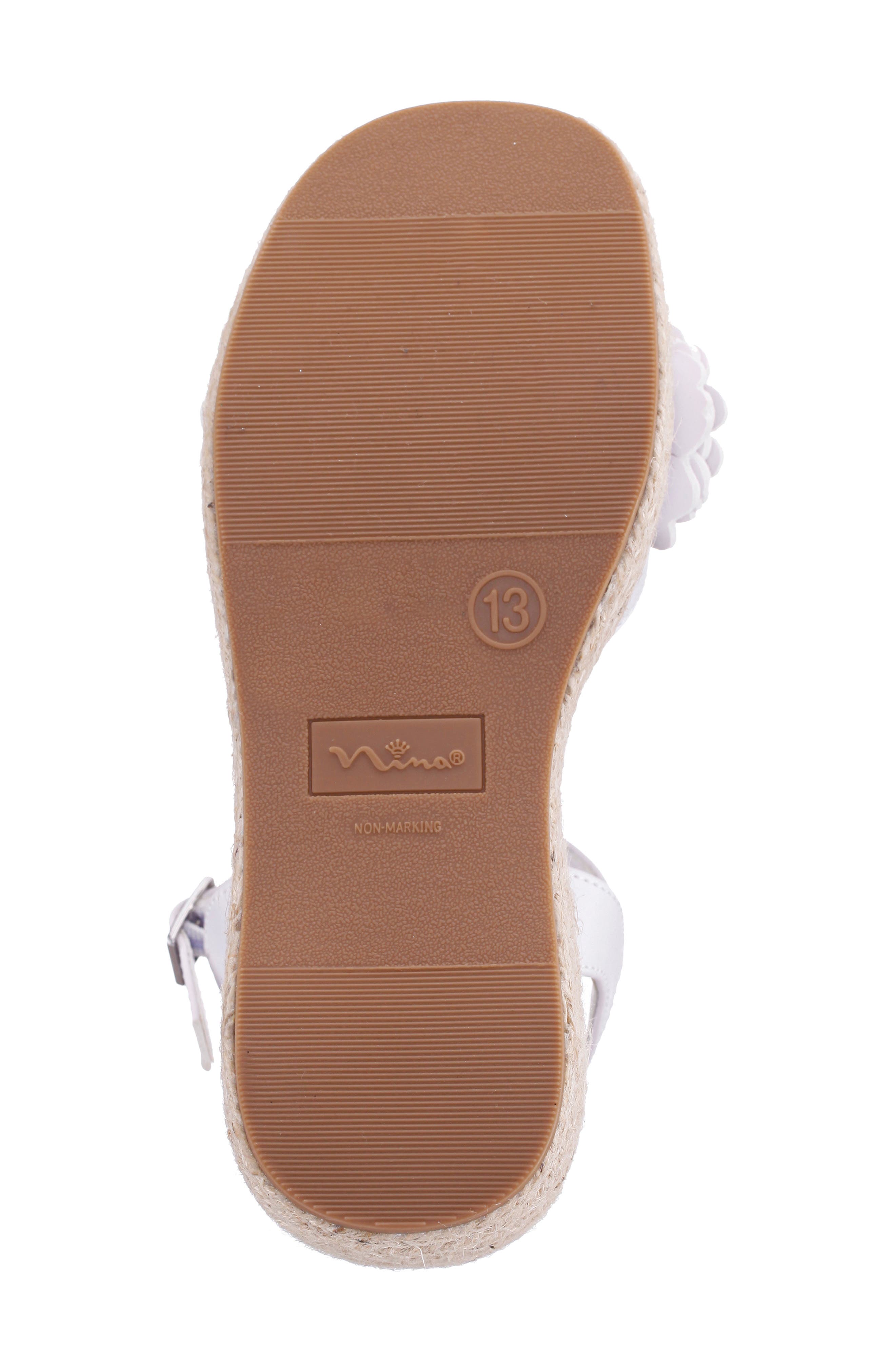Nina Kids' Mercy Ankle Strap Espadrille Platform Wedge Sandal, Alternate, color, White Pearlized