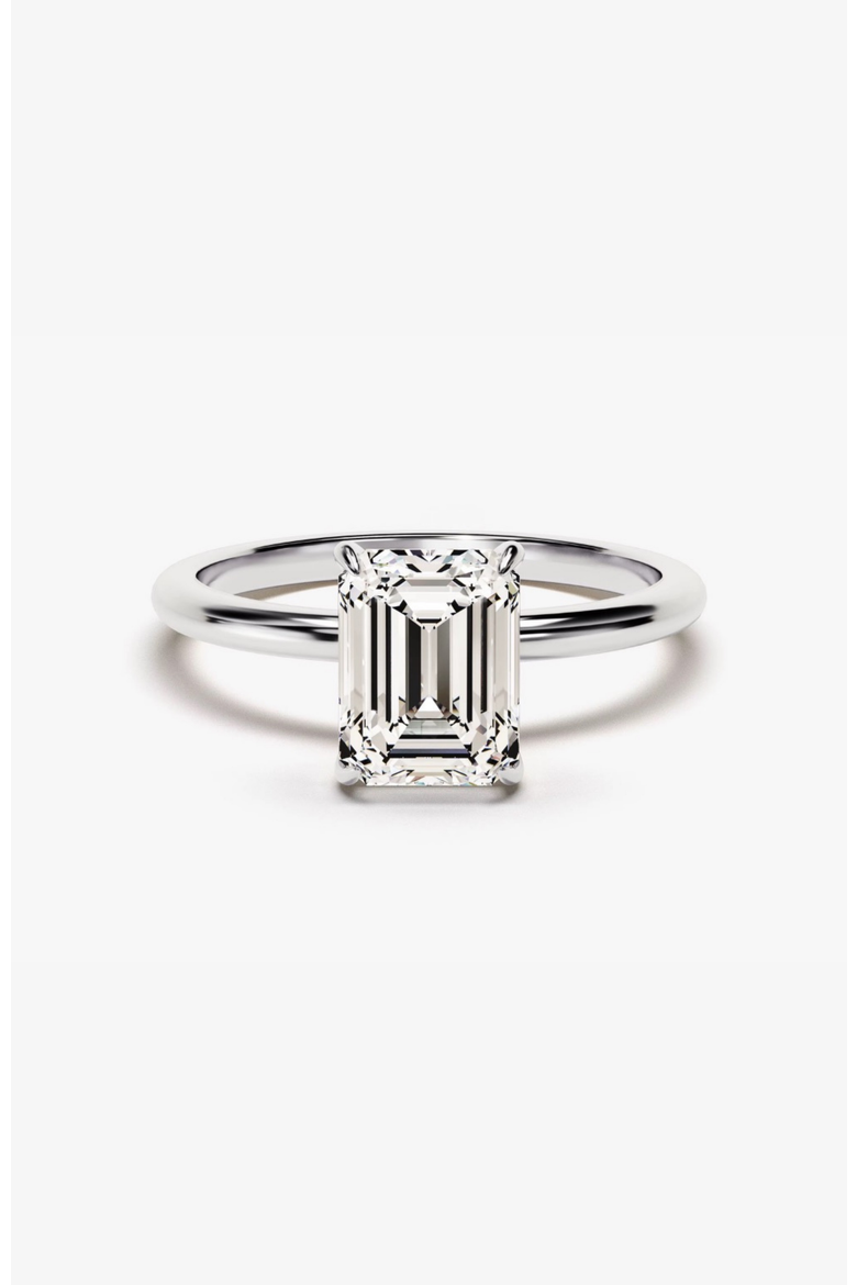 Valentina Moissanite 3 ct. t.w. Emerald Cut Solitaire Ring in Gold Vermeil, Main, color, Silver