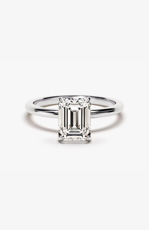 Valentina Moissanite 3 ct. t.w. Emerald Cut Solitaire Ring in Gold Vermeil