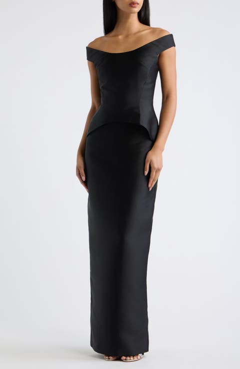 Pieta Cap Sleeve Peplum Gown