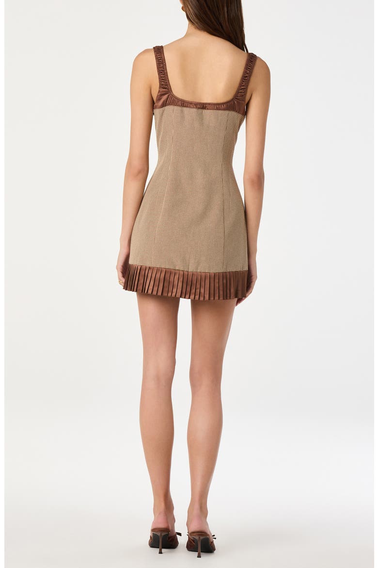 Milkmaid Gingham & Satin Minidress, Alternate, color, BROWN GINGHAM