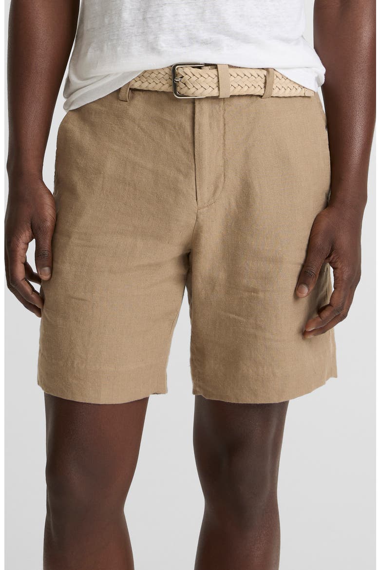 Flat Front Slub Hemp Chino Shorts, Main, color, TEAK