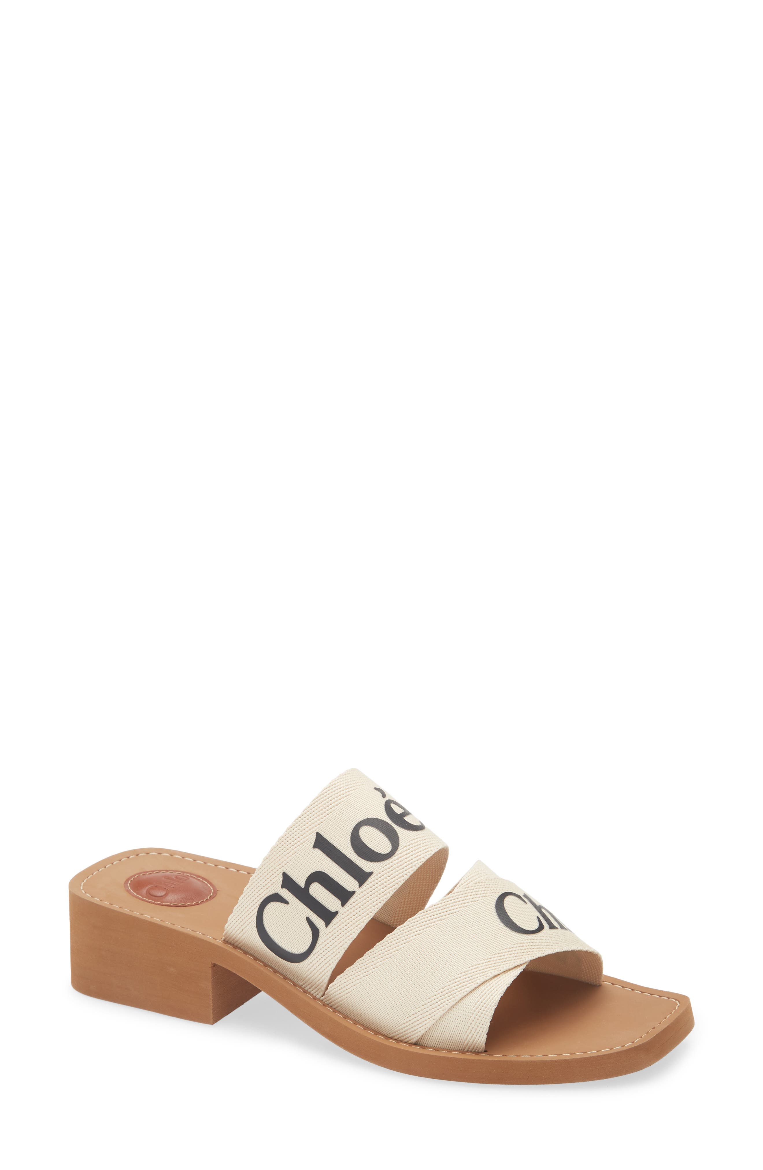 Chloé Woody Logo Slide Sandal, Main, color, 