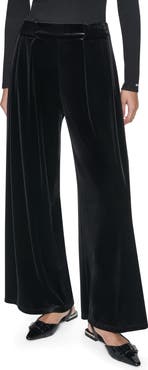 DKNY Pleated Velvet Wide Leg Pants