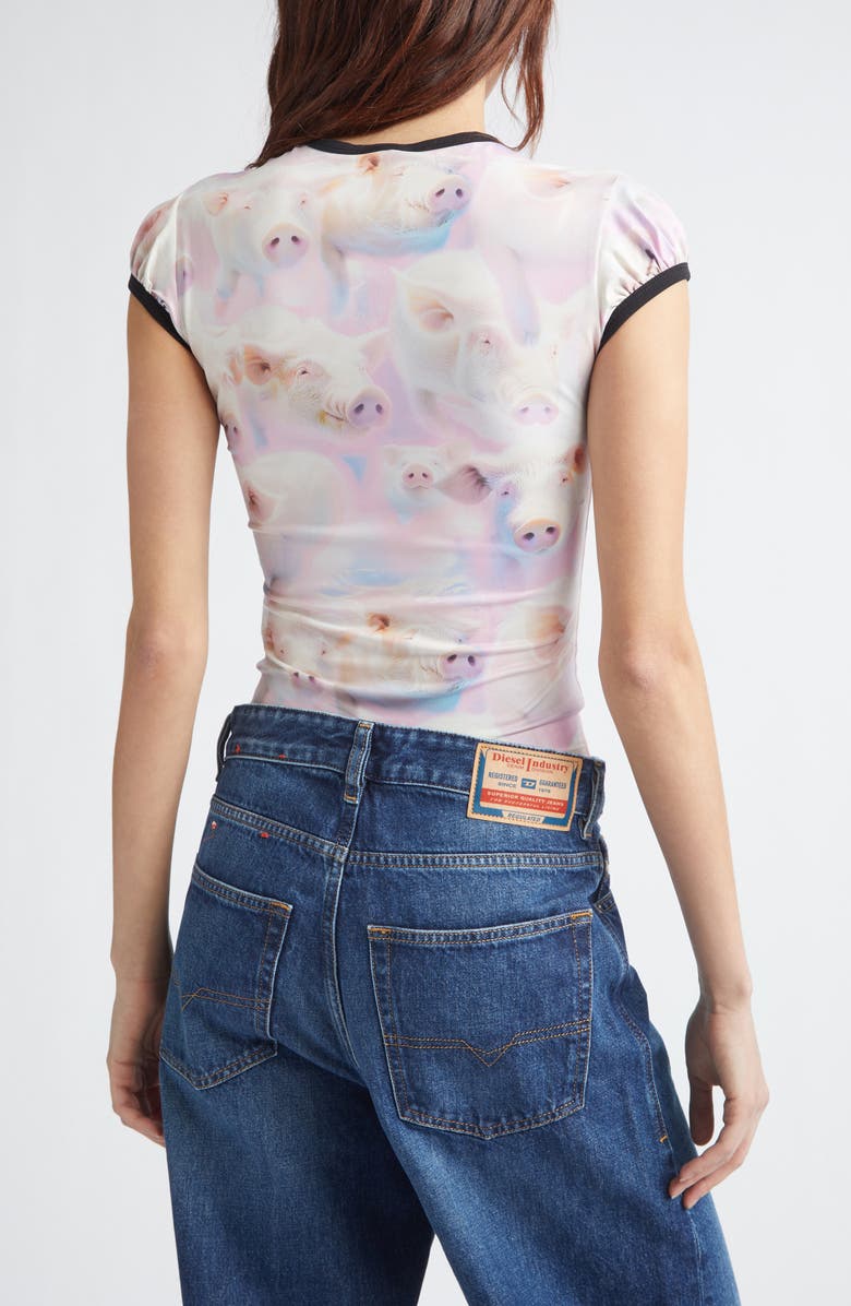 DIESEL<sup>®</sup> T-Unkyp Pig Print Ringer T-Shirt, Alternate, color, Pink