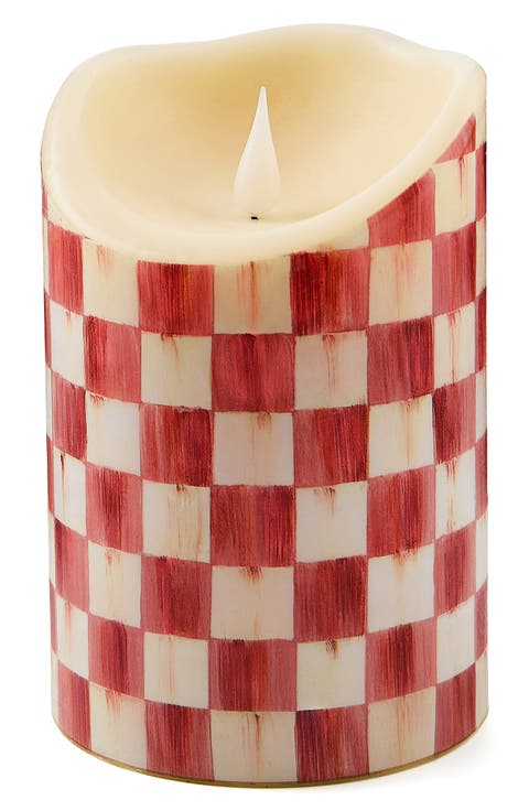 Cherry Check 6-Inch Flameless Pillar Candle