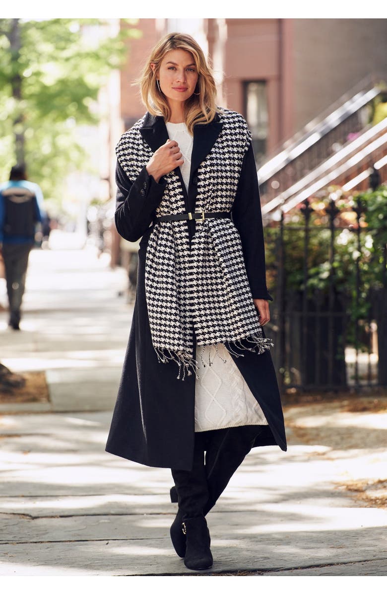 Jessica London Full Length Wool Blend Coat, Alternate, color, Black