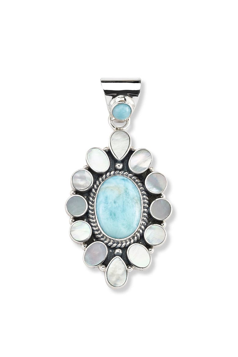 Sterling Silver & Larimar Pendant, Main, color, BLUE