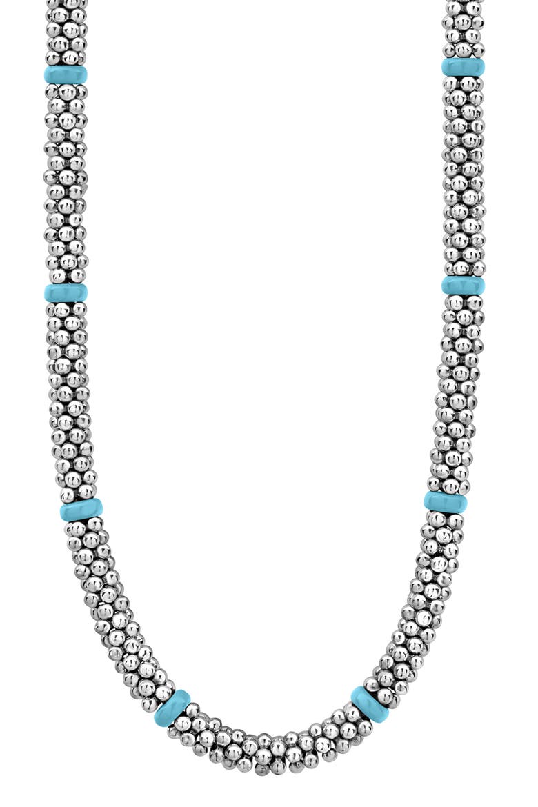 Blue Caviar Ceramic Collar Necklace, Alternate, color, SILVER/ BLUE
