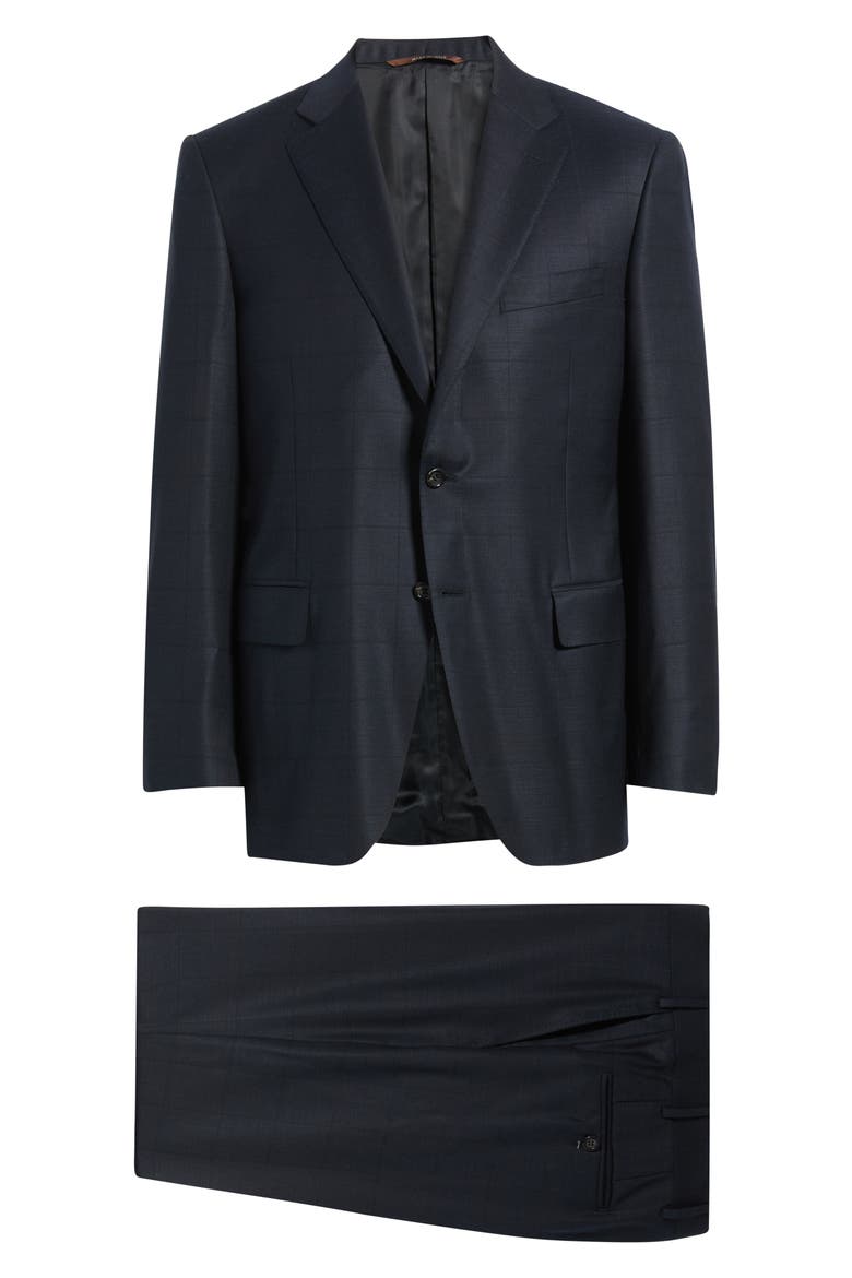 Siena Regular Fit Windowpane Check Impeccabile Wool Suit, Main, color, NAVY