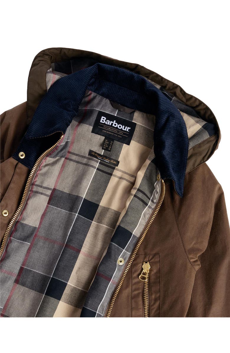Barbour Carolyn Waxed Cotton Jacket, Alternate, color, Tan/ Dress Tartan