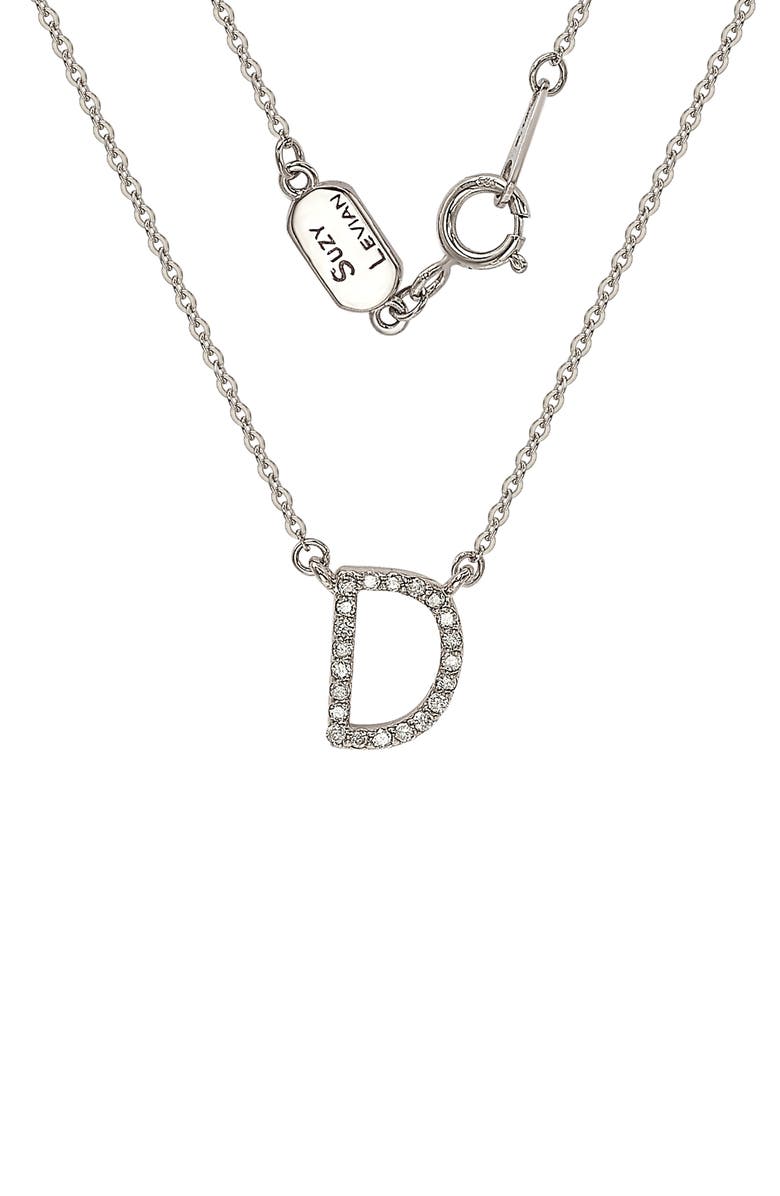 SUZY LEVIAN 14K Gold & Diamond Pavé Initial Pendant Necklace, Alternate, color, White- D