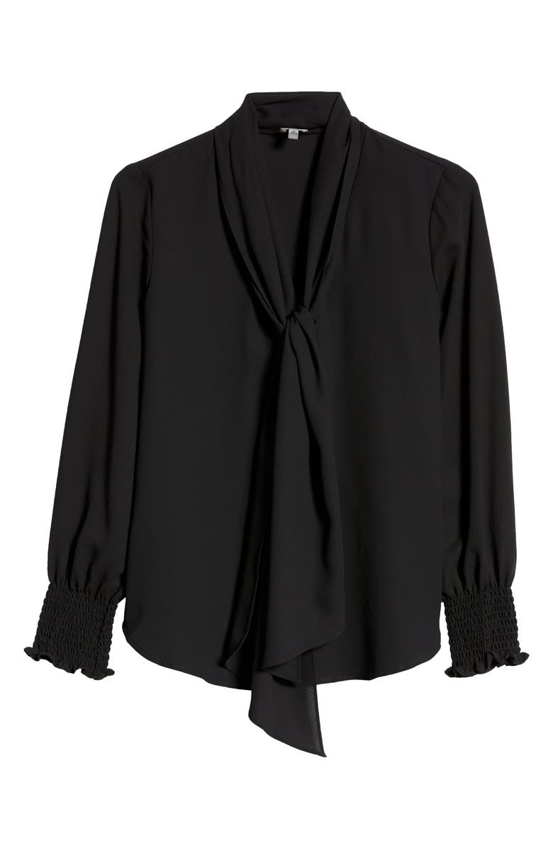 Anne Klein Smocked Cuff Bow Blouse, Alternate, color,