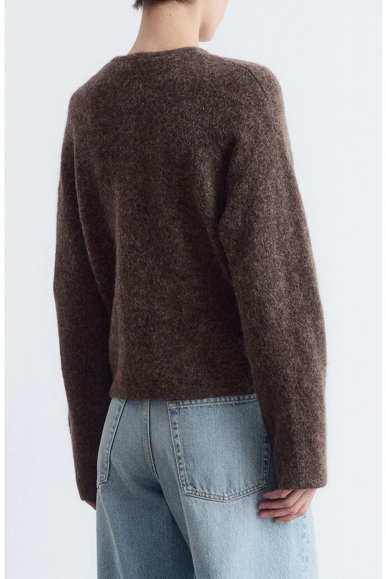 Alpaca & Wool Blend Cardigan, Alternate, color, BROWN DARK