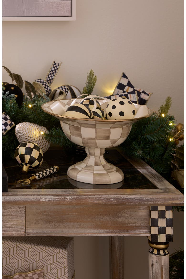 Mocha Check Large Enameled Steel Compote Bowl, Alternate, color, MOCHA