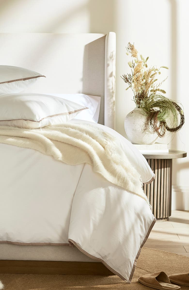 Boll & Branch Framed Percale Duvet Cover & Shams Set, Alternate, color, White/ Oak
