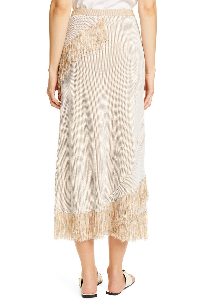 Rodebjer Tidar Fringe Trim Knit Midi Skirt, Alternate, color, 