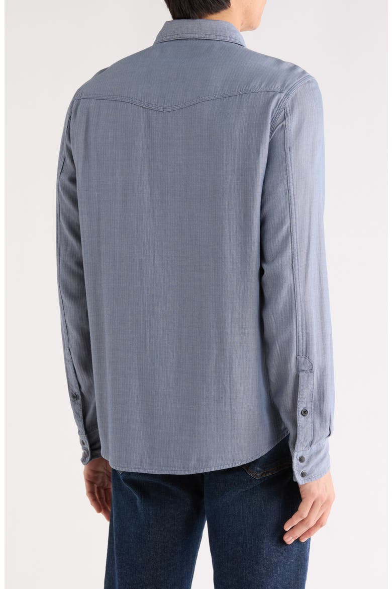 Herringbone Crossdye Western Long Sleeve Button-Up Shirt, Alternate, color, CHINA BLUE