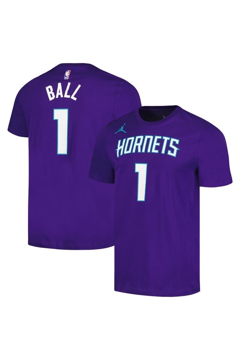 Men's Jordan Brand LaMelo Ball Purple Charlotte Hornets 2022/23 Statement Edition Name & Number T-Shirt, Main, color, Purple