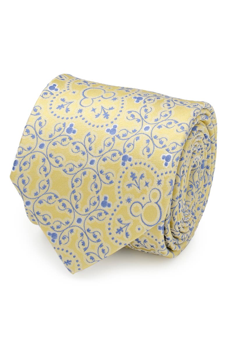 Cufflinks, Inc. x Disney Mickey Floral Silk Tie, Alternate, color, Yellow