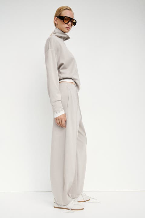 Viscose-blend Barrel-leg Pants
