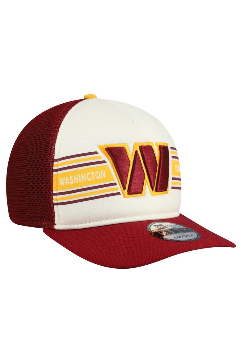 Men's New Era  Cream/Burgundy Washington Commanders Banner A-Frame 9FIFTY Snapback Hat, Alternate, color, Cream