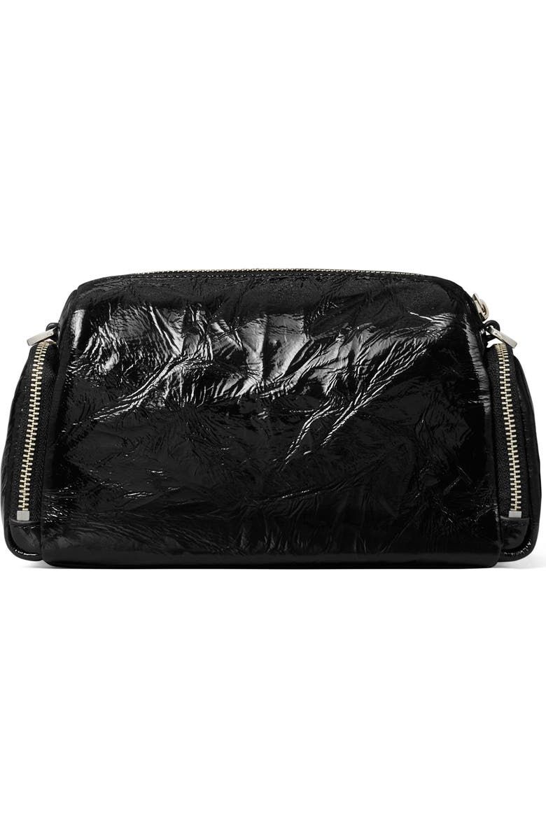 Tory Burch Perry Voyager Crinkled Patent Leather Crossbody Bag, Alternate, color, Black