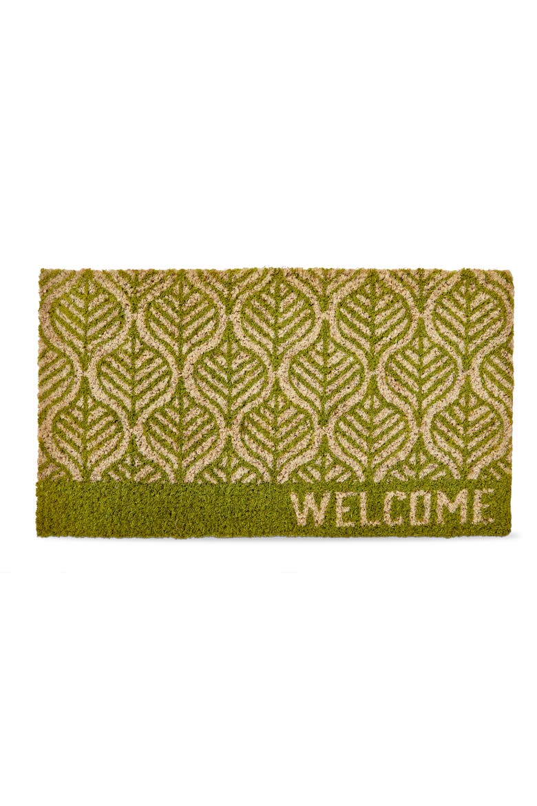 Linden Leaf Welcome Coir Mat Multi Coir Everyday, Main, color, Green