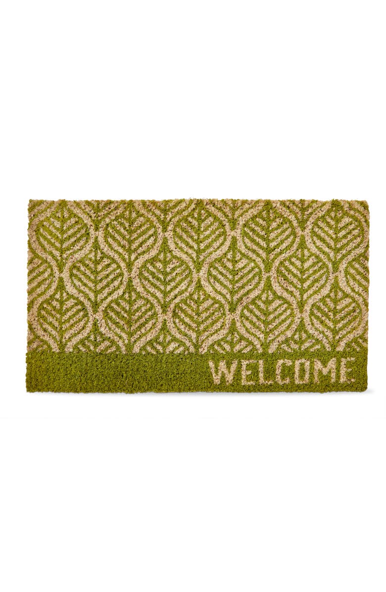 tag Linden Leaf Welcome Coir Mat Multi Coir Everyday, Main, color, Green