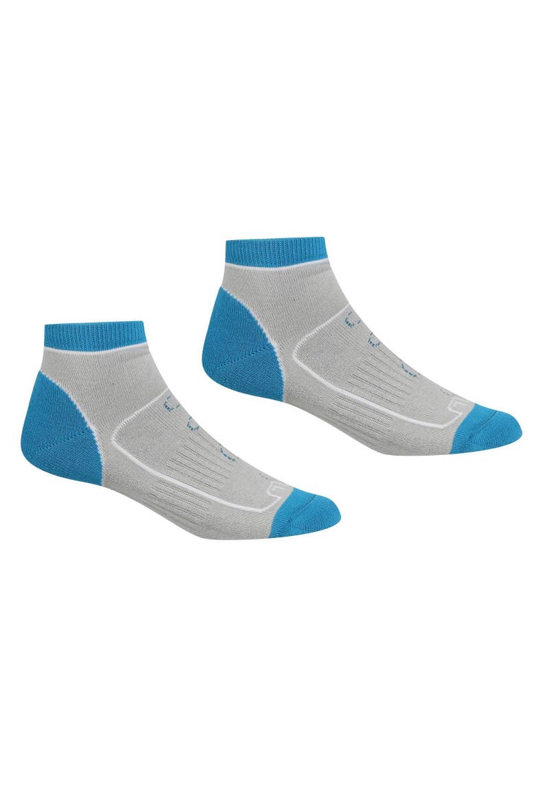 Samaris Trail Colour Block Ankle Socks, Main, color, Light Steel and Niagra Blue